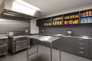 commercial kitchen in childcare