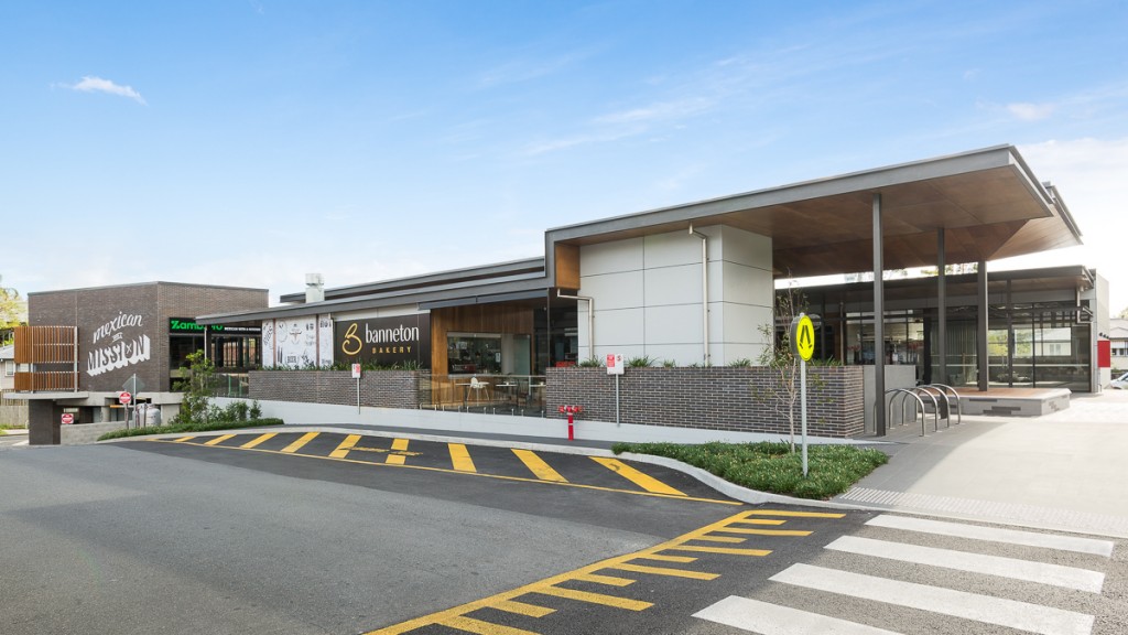 Shopping centre driveway and crossing