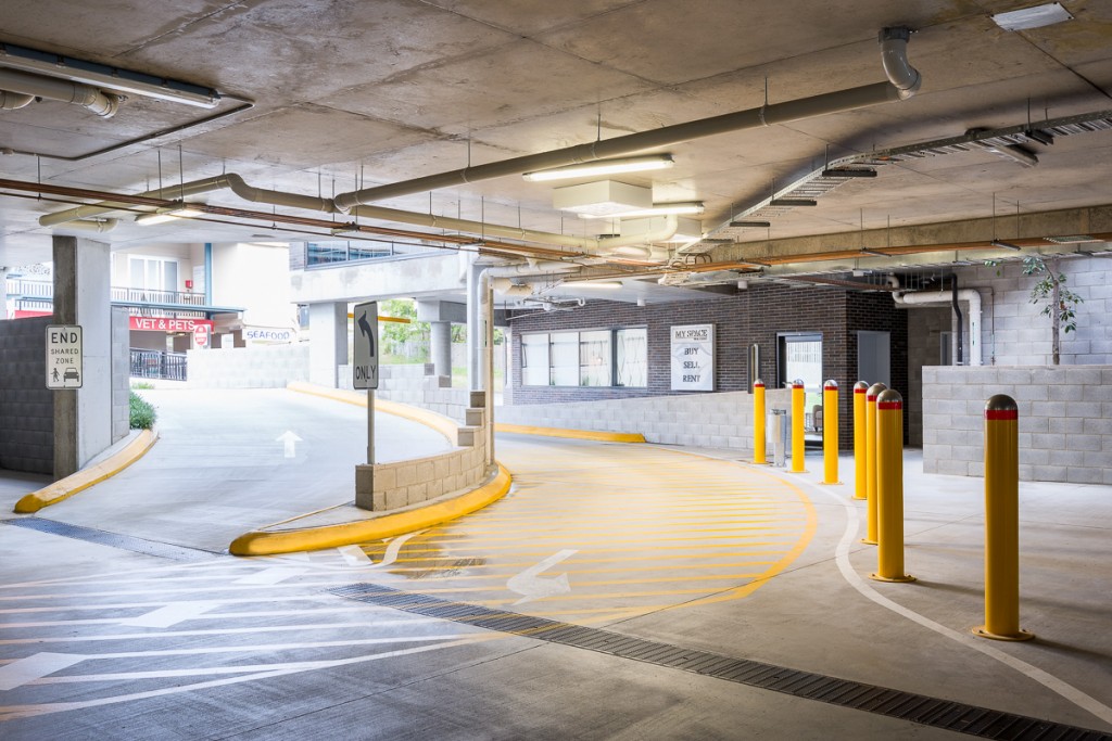 Undercover car park entry and exit
